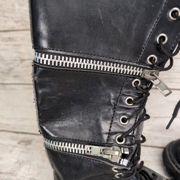 Demonia Black Triple Zipper Revolver Combat Boots Goth Emo Size Men 8 main image 9